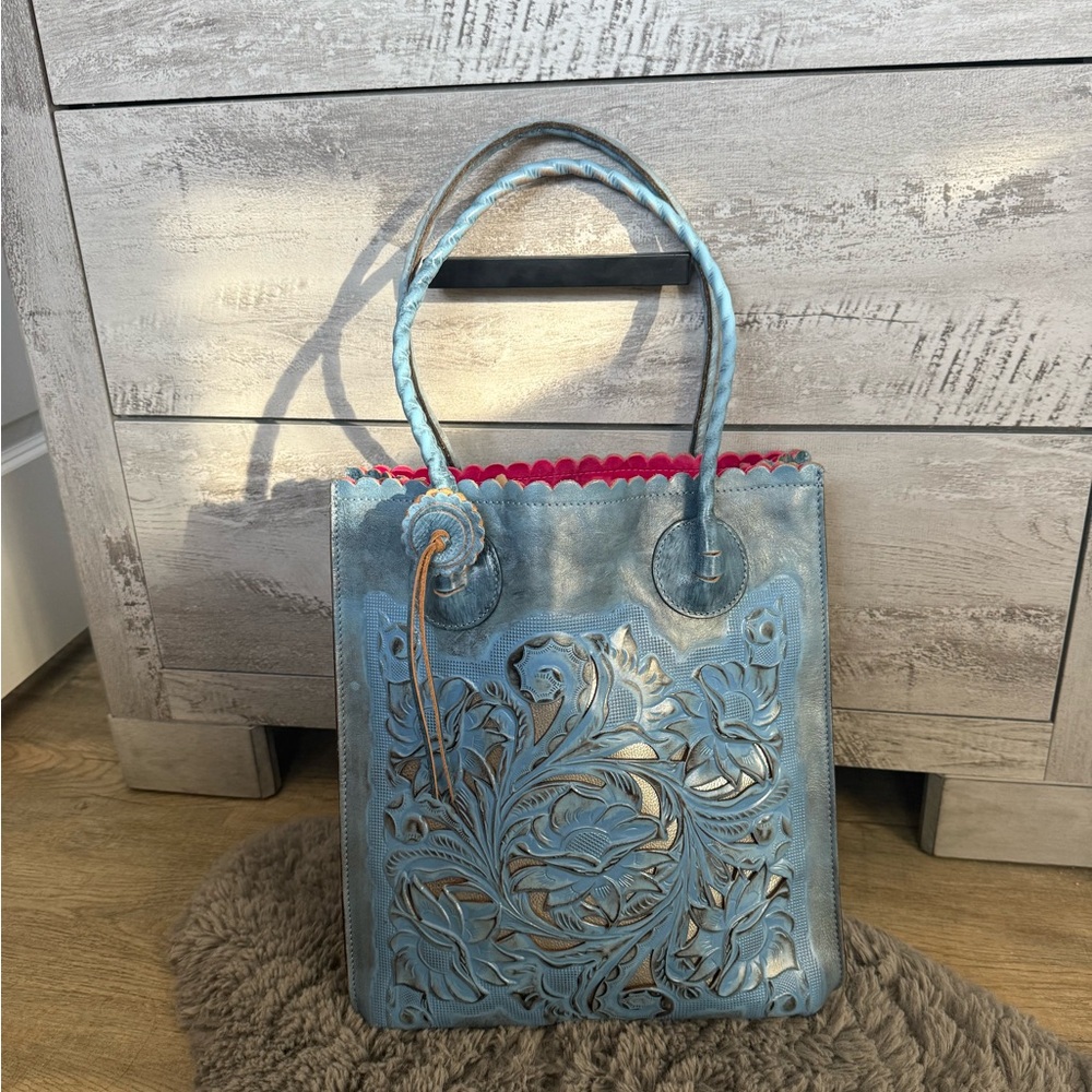 Patricia Nash Vintage blue and silver purse